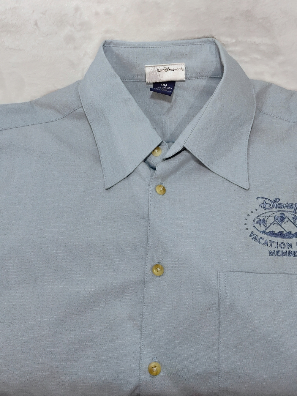Vtg Disney Vacation Club Member Mens Small Blue Button Shirt Embroidered Logo T